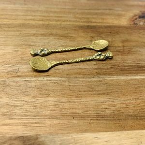Vintage Miniature Golden-Toned Novelty Spoons Sugar Spoons